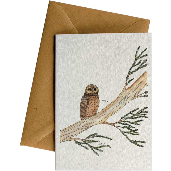 Ruru Totara #166 – hand-designed greeting card by Little Difference