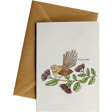 PiÃÑwakawaka PoÃÑhutukawa #WS-168 – wholesale hand-designed greeting card by Little Difference