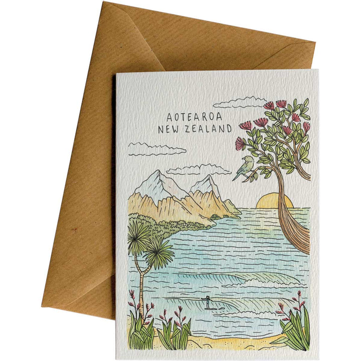 Aotearoa Nature Bay #WS-188 – wholesale hand-designed greeting card by Little Difference