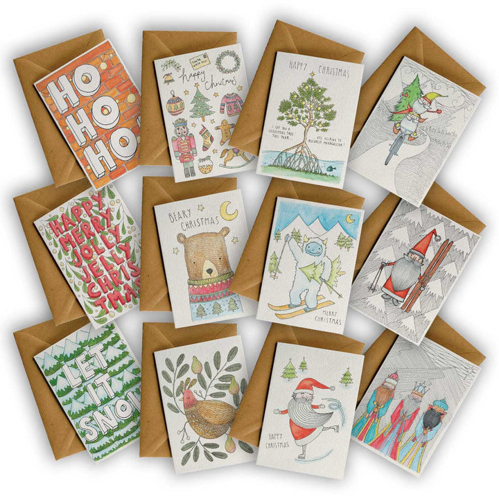 Pack of 12 CHRISTMAS Cards – hand-designed greeting card pack by Little Difference