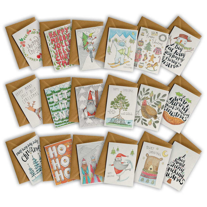 Pack of 18 CHRISTMAS Cards – hand-designed greeting card pack by Little Difference