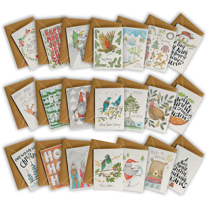 Pack of 21 CHRISTMAS Cards – hand-designed greeting card pack by Little Difference