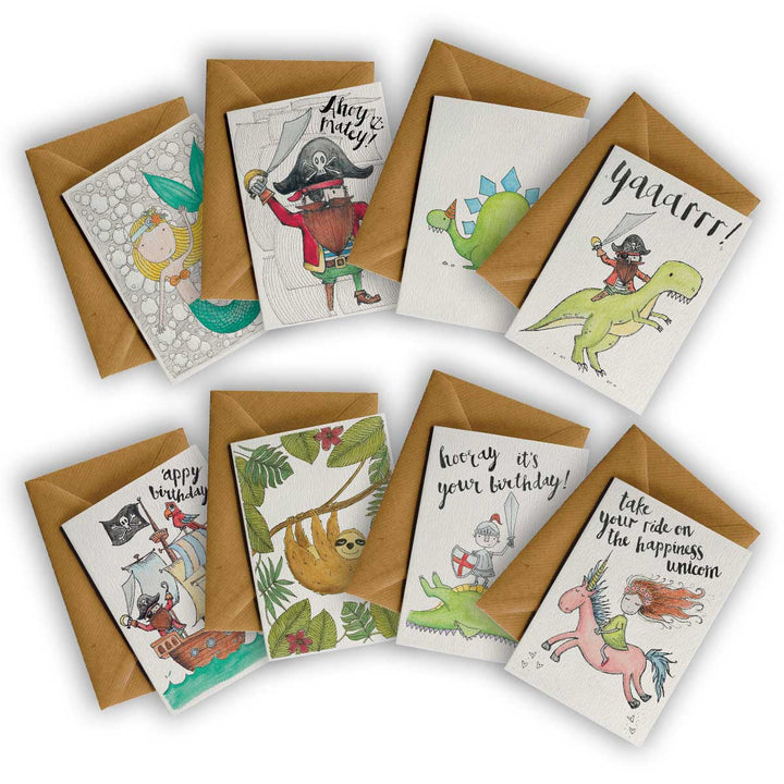Pack of 8 KIDS Greeting Cards – hand-designed greeting card pack by Little Difference