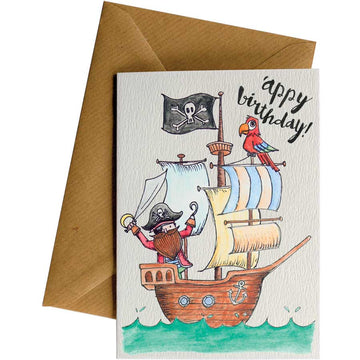 Appy Bday Pirate Ship #WS-003 – wholesale hand-designed greeting card by Little Difference