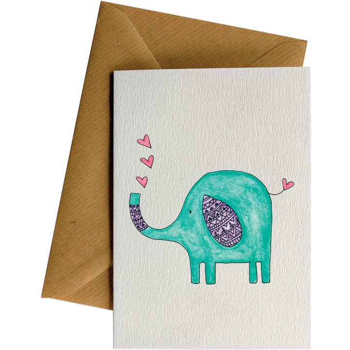 Elephant Hearts #WS-007 – wholesale hand-designed greeting card by Little Difference