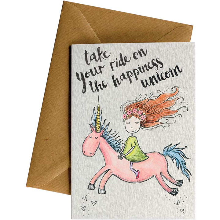 Happiness Unicorn #009 – hand-designed greeting card by Little Difference