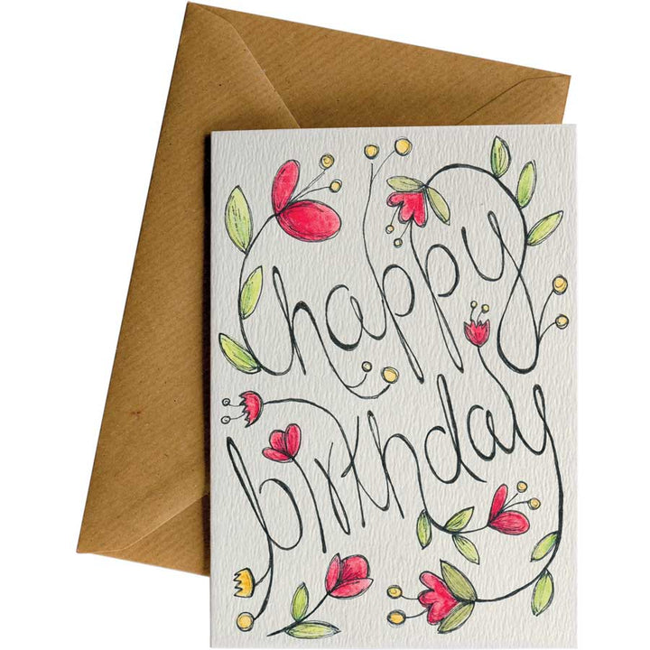Happy Bday Flowers #010 – hand-designed greeting card by Little Difference