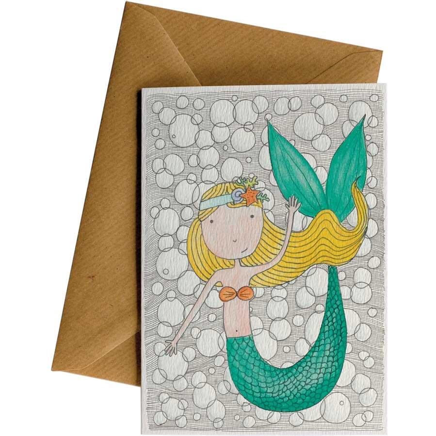 Mermaid Bday #WS-016 – wholesale hand-designed greeting card by Little Difference