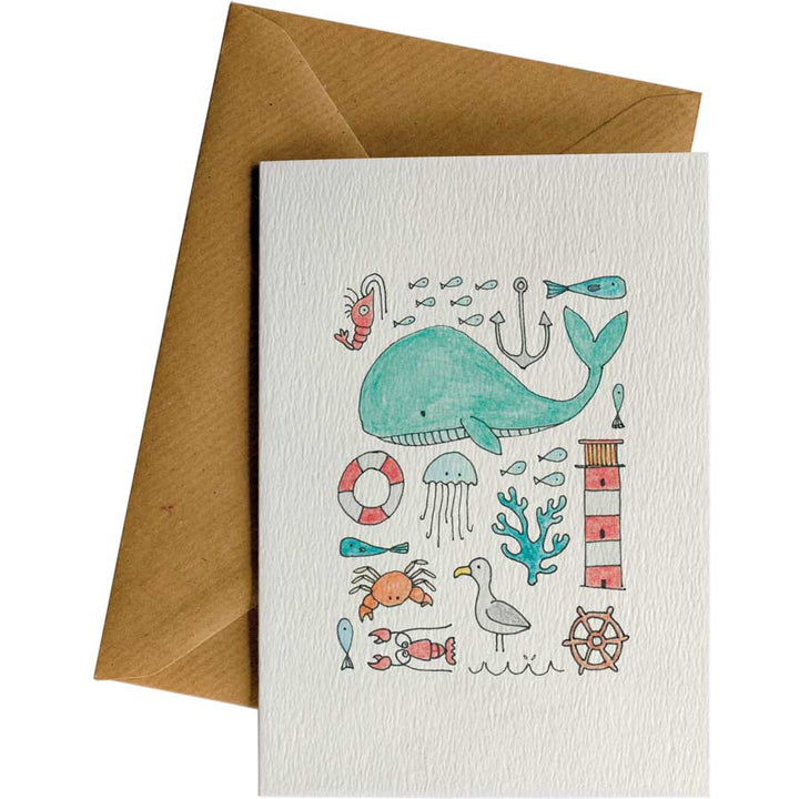 Sea Montage #WS-022 – wholesale hand-designed greeting card by Little Difference