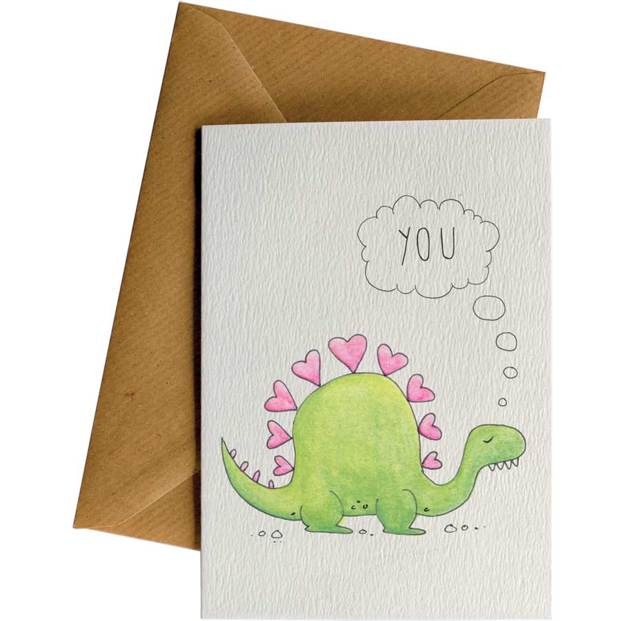 Stegosaurus You #WS-024 – wholesale hand-designed greeting card by Little Difference