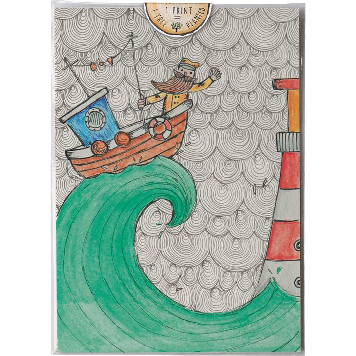 Wave Boat - Print #AP-025 – hand-designed art print by Little Difference