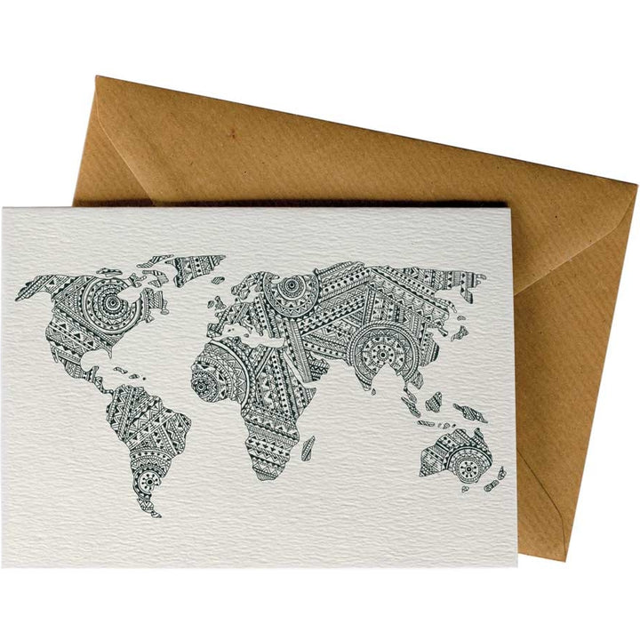 World Map Pattern #028 – hand-designed greeting card by Little Difference
