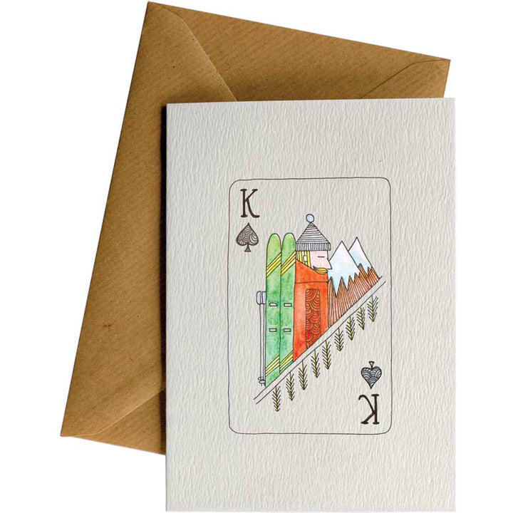 King Skier #069 – hand-designed greeting card by Little Difference