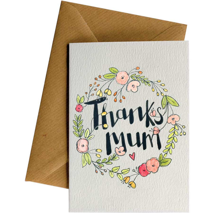 Thanks Mum Wreath #080 – hand-designed greeting card by Little Difference