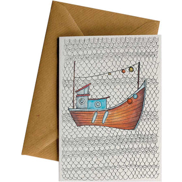 Pattern Fishing Boat #WS-087 – wholesale hand-designed greeting card by Little Difference