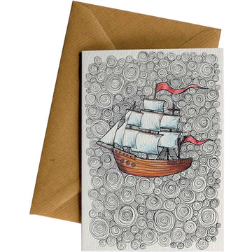 Pattern Ship #088 – hand-designed greeting card by Little Difference