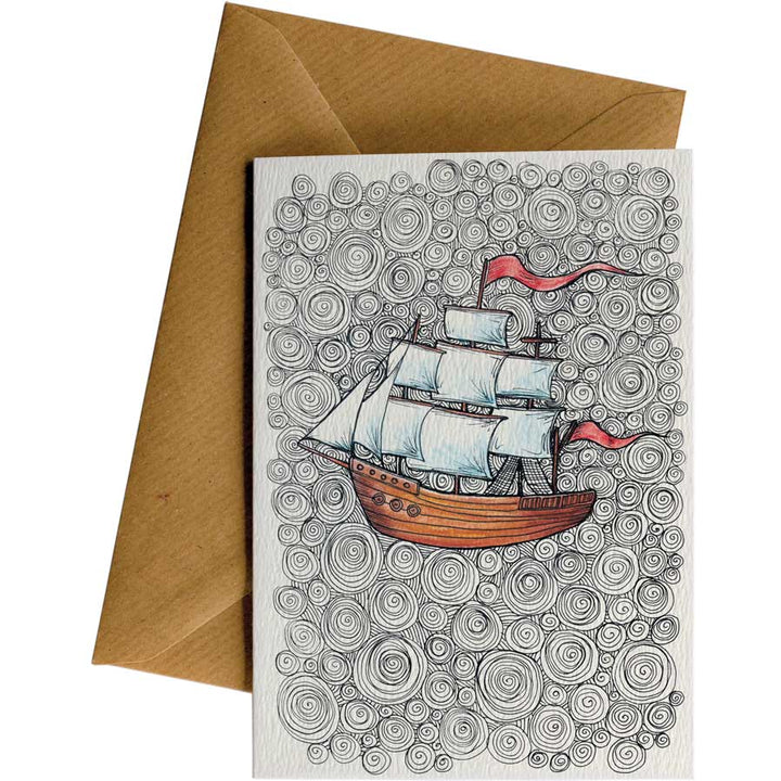 Pattern Ship #WS-088 – wholesale hand-designed greeting card by Little Difference