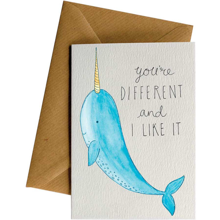 Narwhal #116 – hand-designed greeting card by Little Difference