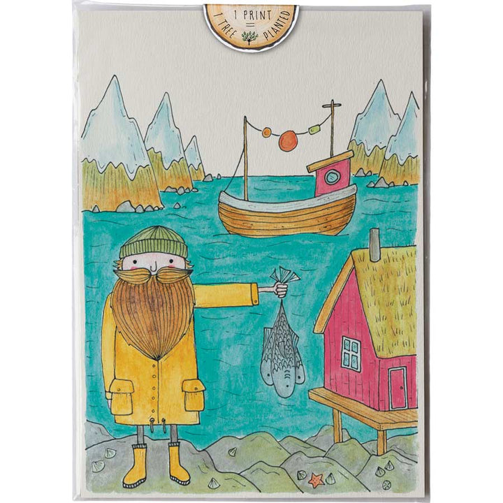 Fisherman Fjord - Print #AP-127 – hand-designed art print by Little Difference