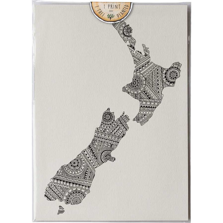 NZ Map Pattern - Print #AP-130 – hand-designed art print by Little Difference