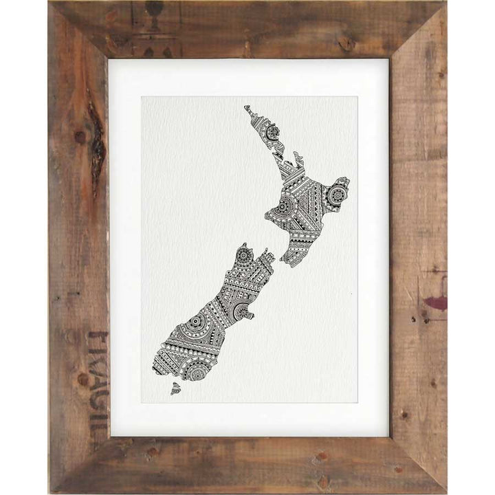 NZ Map Pattern - Print #AP-130 – hand-designed art print by Little Difference