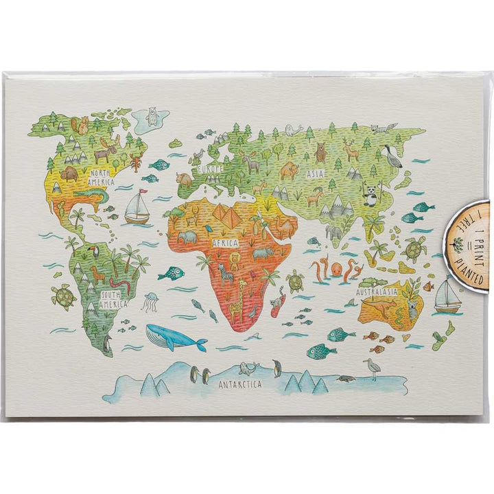 Art Print A3 - Kids World Map #AP-A3-131 – hand-designed art print by Little Difference