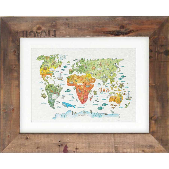 Art Print A3 - Kids World Map #AP-A3-131 – hand-designed art print by Little Difference