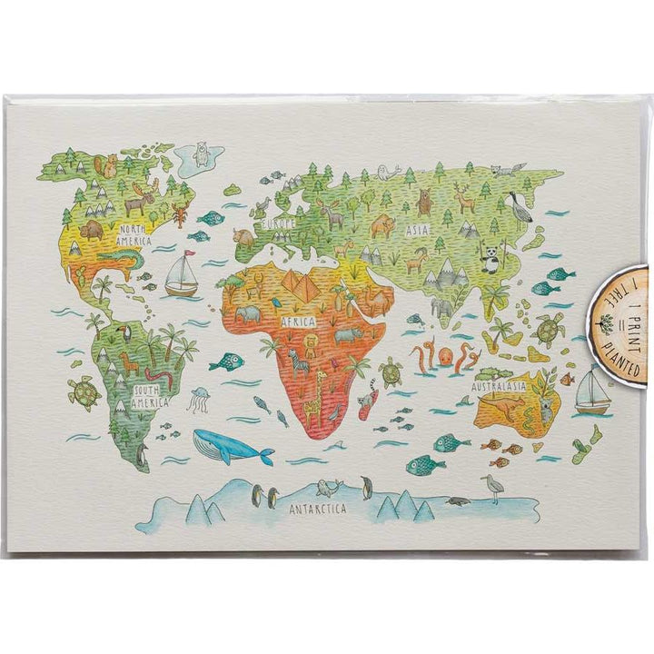 Art Print A3 - Kids World Map #AP-A3-WS-131 – hand-designed art print by Little Difference