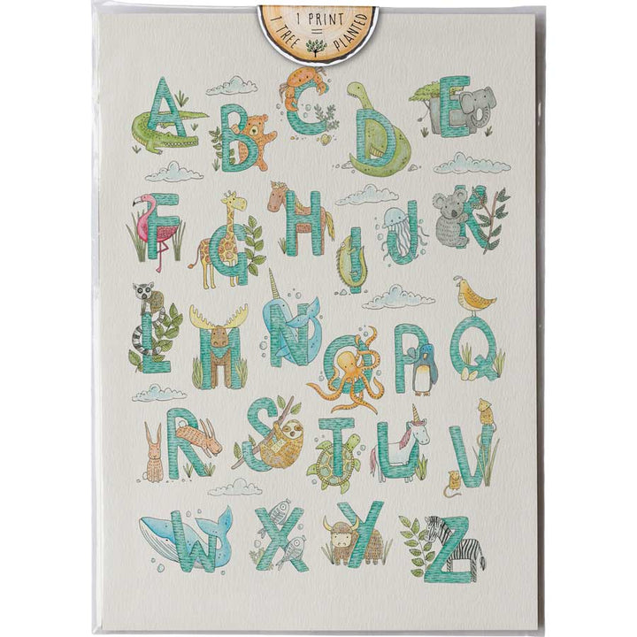 Art Print A3 - Kids Animal Alphabet #AP-A3-132 – hand-designed art print by Little Difference