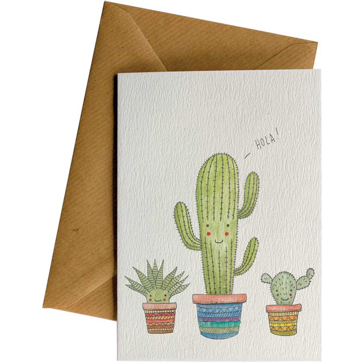 Cacti Hola #WS-133 – wholesale hand-designed greeting card by Little Difference