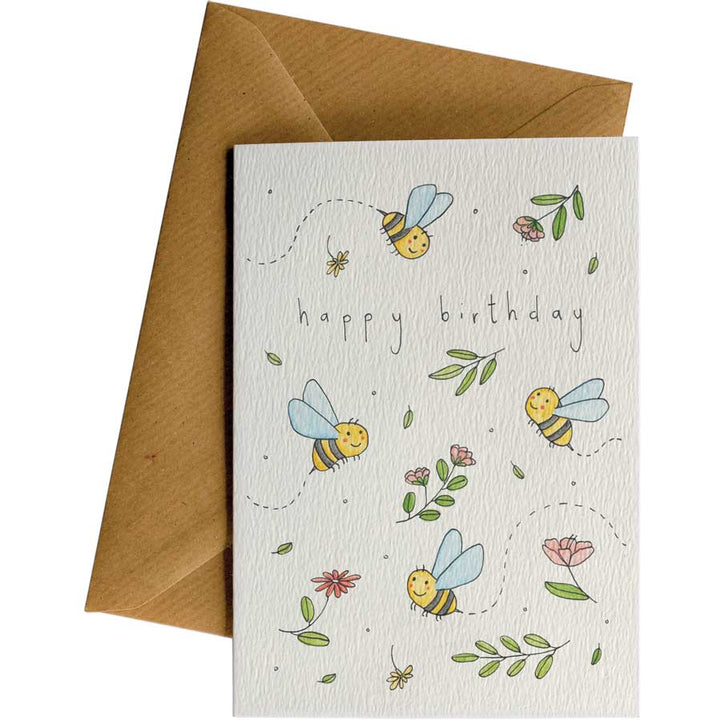 Happy Birthday Bees #WS-154 – wholesale hand-designed greeting card by Little Difference