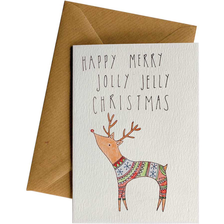 Jolly Jelly Reindeer #C043 – hand-designed greeting card by Little Difference