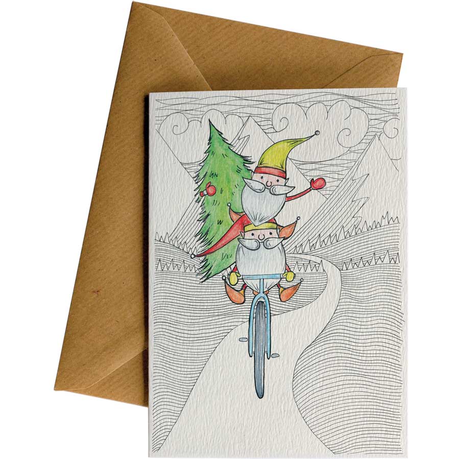 Elves Bike #WS-C103 – wholesale hand-designed greeting card by Little Difference