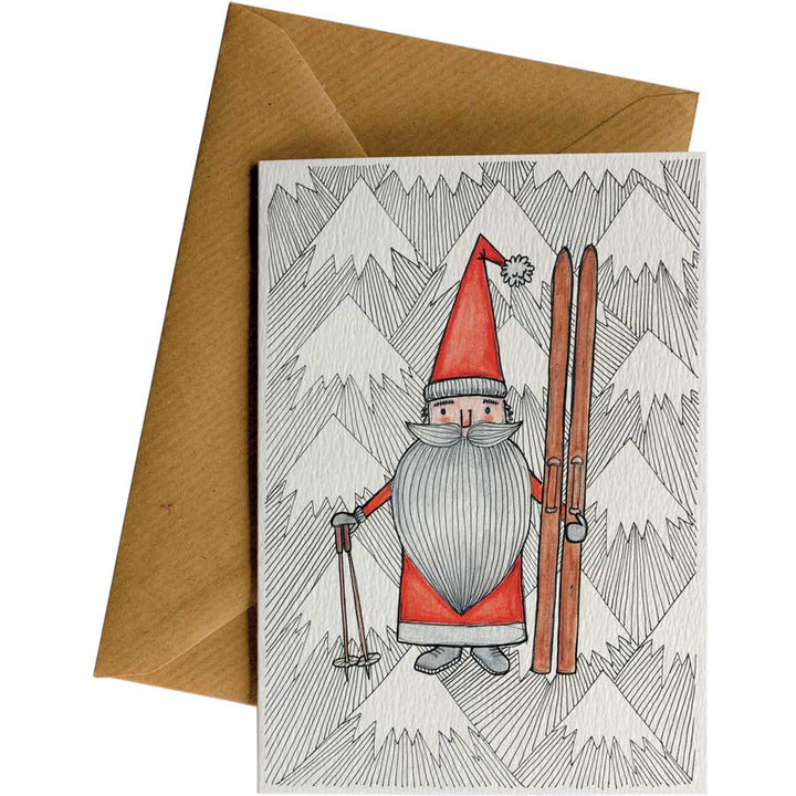 Santa Skis #C104 – hand-designed greeting card by Little Difference
