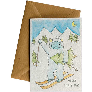 Skiing Yeti #WS-C143 – wholesale hand-designed greeting card by Little Difference