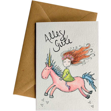 Alles Gute Unicorn #WS-G058 – wholesale hand-designed greeting card by Little Difference