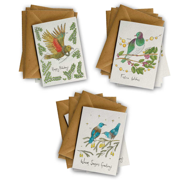 Pack of 12 Aotearoa/NZ CHRISTMAS Cards – hand-designed greeting card pack by Little Difference