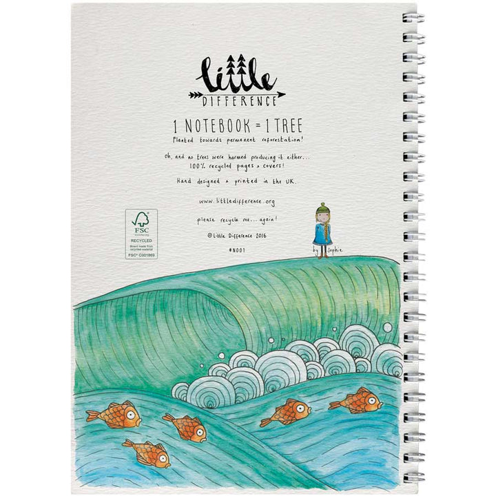 Notebook - Wave Fish #NB-1 – hand-designed notebook by Little Difference