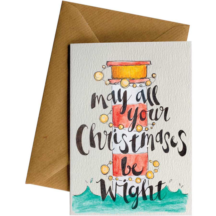 Wight Christmas Lighthouse #WS-W038 – wholesale hand-designed greeting card by Little Difference