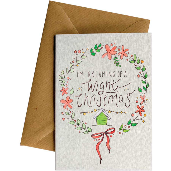 Wight Christmas Wreath #W039 – hand-designed greeting card by Little Difference